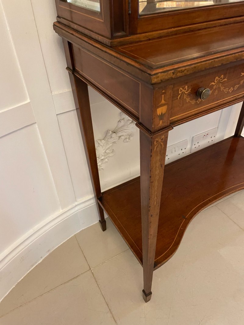 Outstanding Quality Antique Victorian Mahogany Inlaid Display Cabinet - Image 13